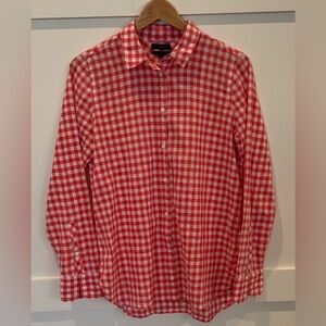 J. Crew Women's Orange Red Gingham Boy Fit Button Down Shirt Size 8